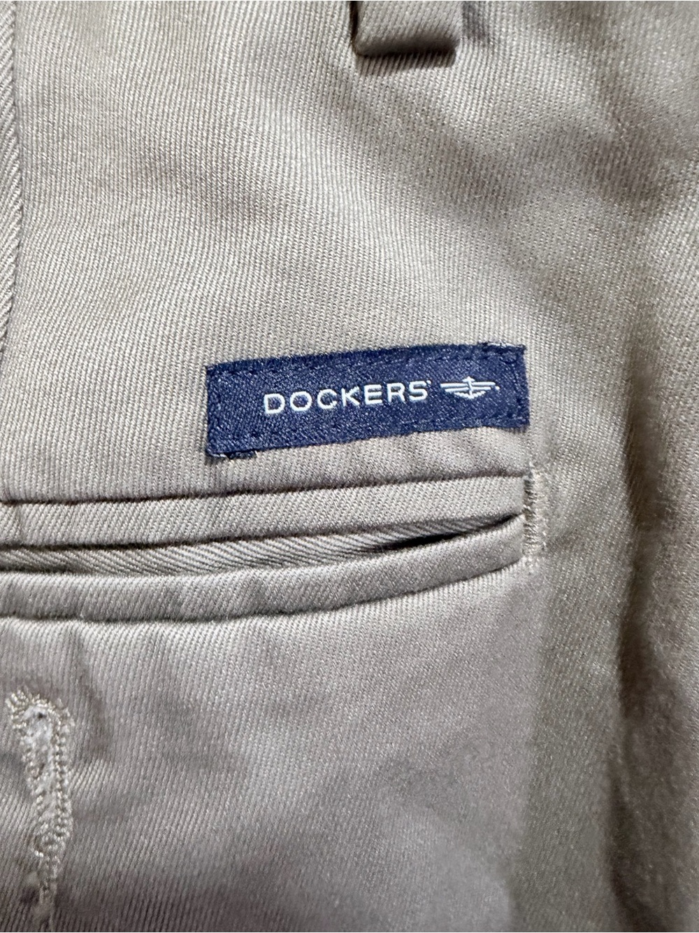 Dockers mens Casual Bottoms in Light Taupe with Navy Logo